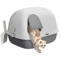 Закрытый туалет для кошек PawHut D31-093V00LG (Light Grey/White)