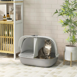 Litiera inchisa pentru pisici PawHut D31-093V00LG (Light Grey/White) Thumb