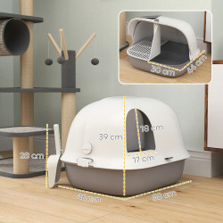 Litiera inchisa pentru pisici PawHut D31-093V00LG (Light Grey/White) Thumb