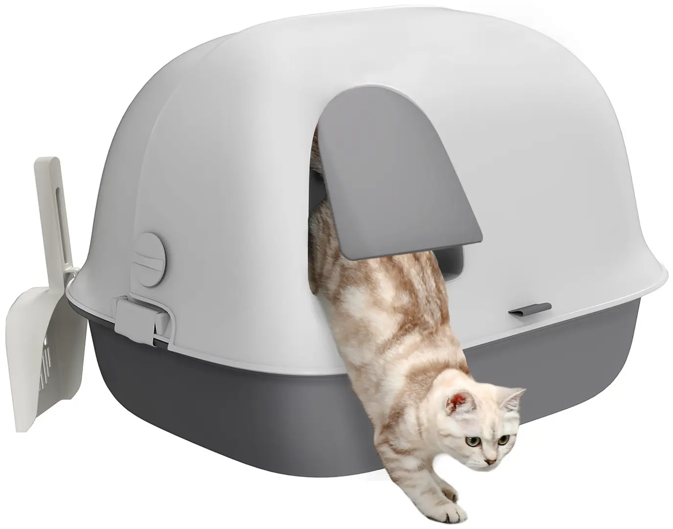 Litiera inchisa pentru pisici PawHut D31-093V00LG (Light Grey/White)