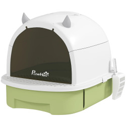 Закрытый туалет для кошек PawHut D31-101V00GN (Green/White) Thumb