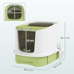Закрытый туалет для кошек PawHut D31-102V00GN (White/Green) Thumb