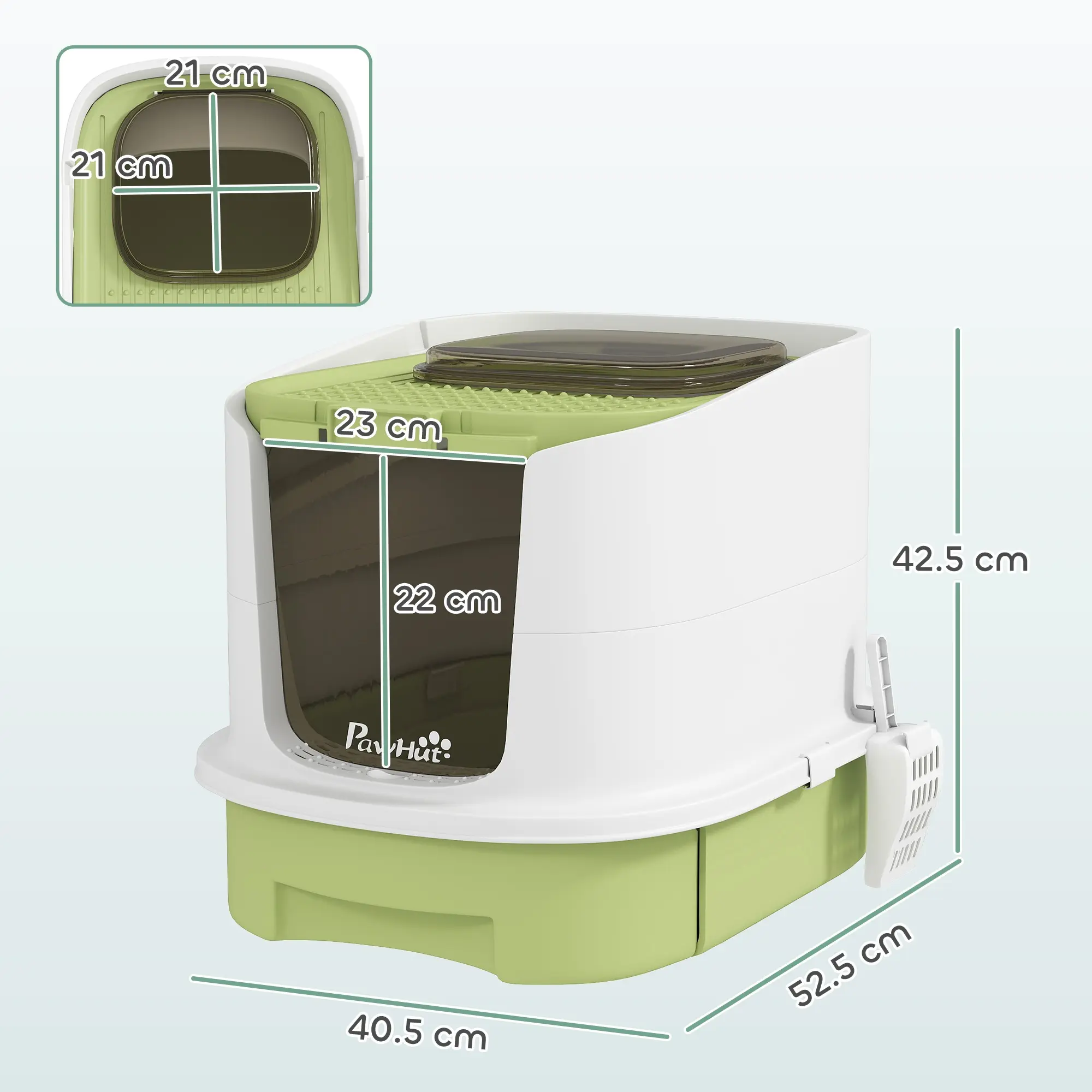 Закрытый туалет для кошек PawHut D31-102V00GN (White/Green) - 4