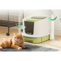 Закрытый туалет для кошек PawHut D31-102V00GN (White/Green) Thumb