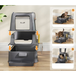 Litiera inchisa pentru pisici PawHut D31-103V00GY (Dark Grey) Thumb