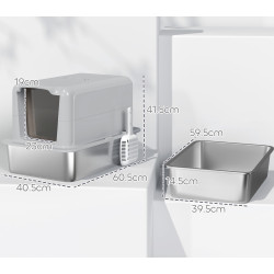 Litiera inchisa pentru pisici PawHut D31-103V00GY (Grey/Silver) Thumb