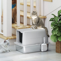 Litiera inchisa pentru pisici PawHut D31-103V00GY (Grey/Silver) Thumb