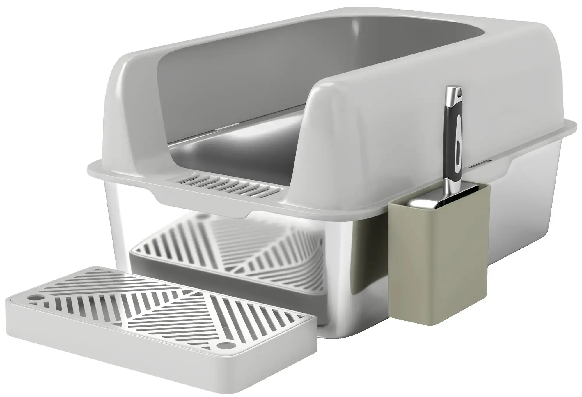 Закрытый туалет для кошек PawHut D31-114V00LG (Light Grey) - 3