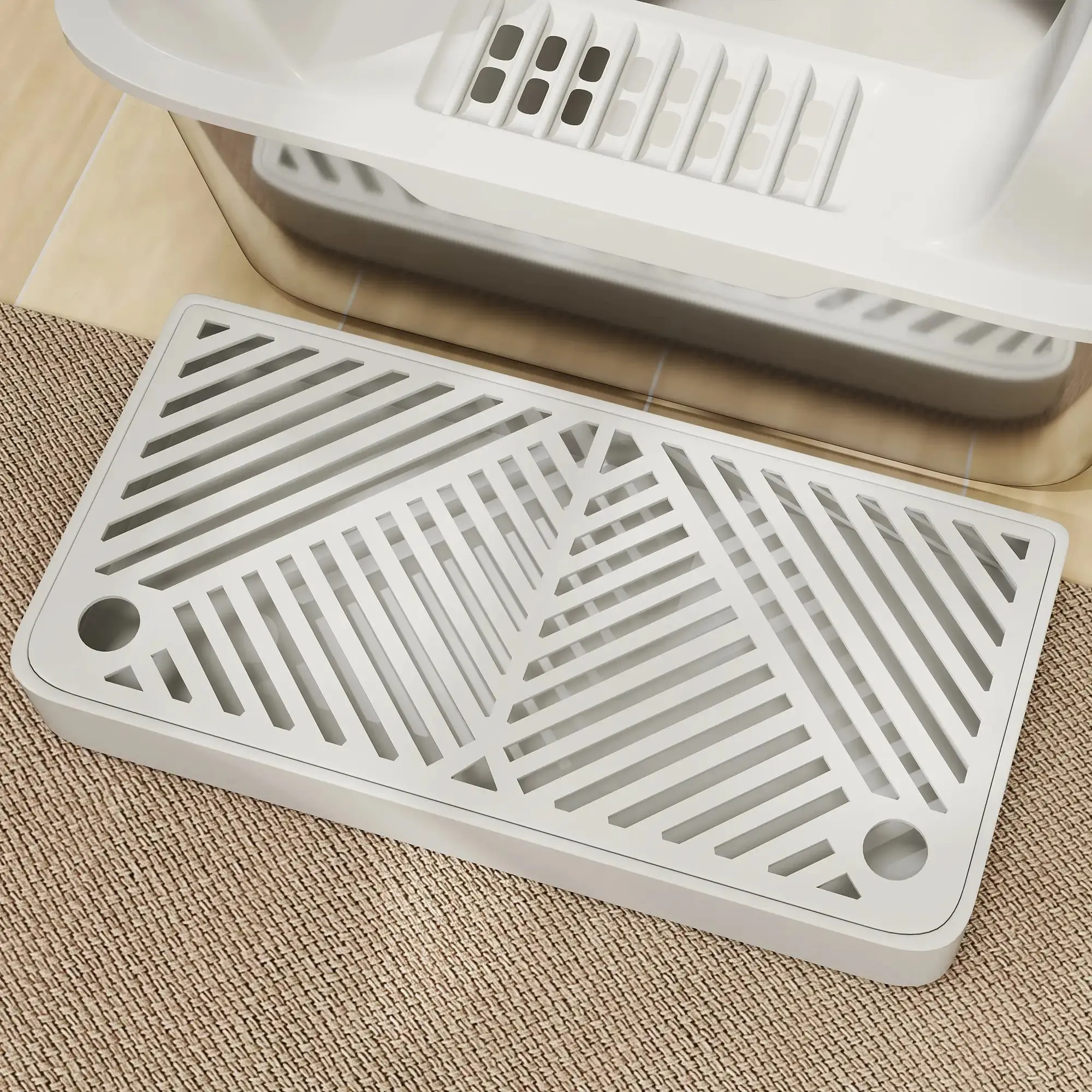 Закрытый туалет для кошек PawHut D31-114V00LG (Light Grey) - 5