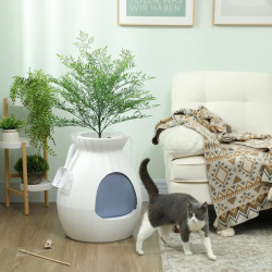 Litiera inchisa pentru pisici PawHut D31-127V90WT (White) Thumb