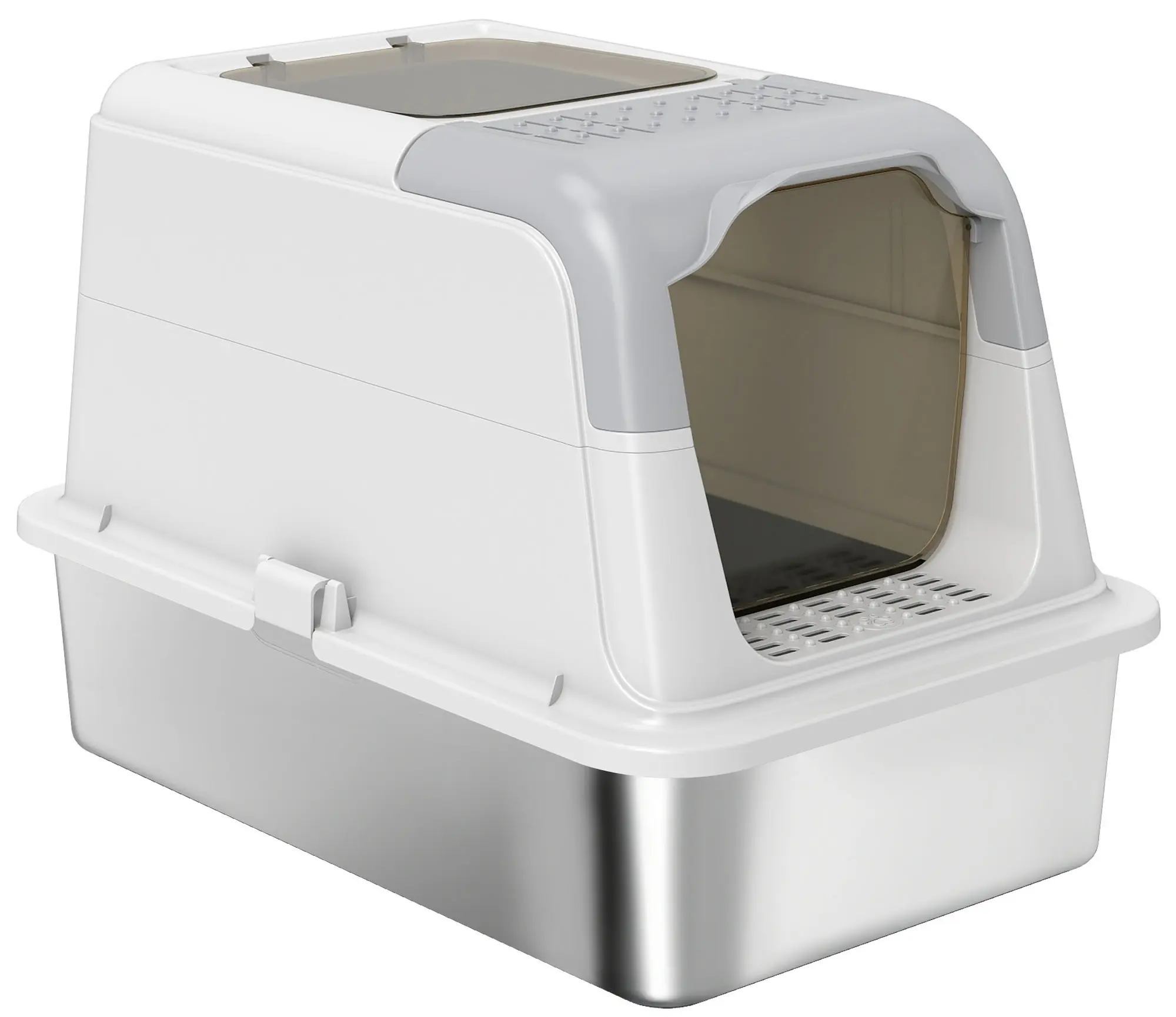 Litiera inchisa pentru pisici PawHut D31-139V00WT (White/Grey) - 2