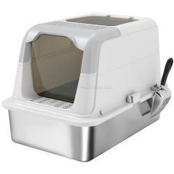 Litiera inchisa pentru pisici PawHut D31-139V00WT (White/Grey)