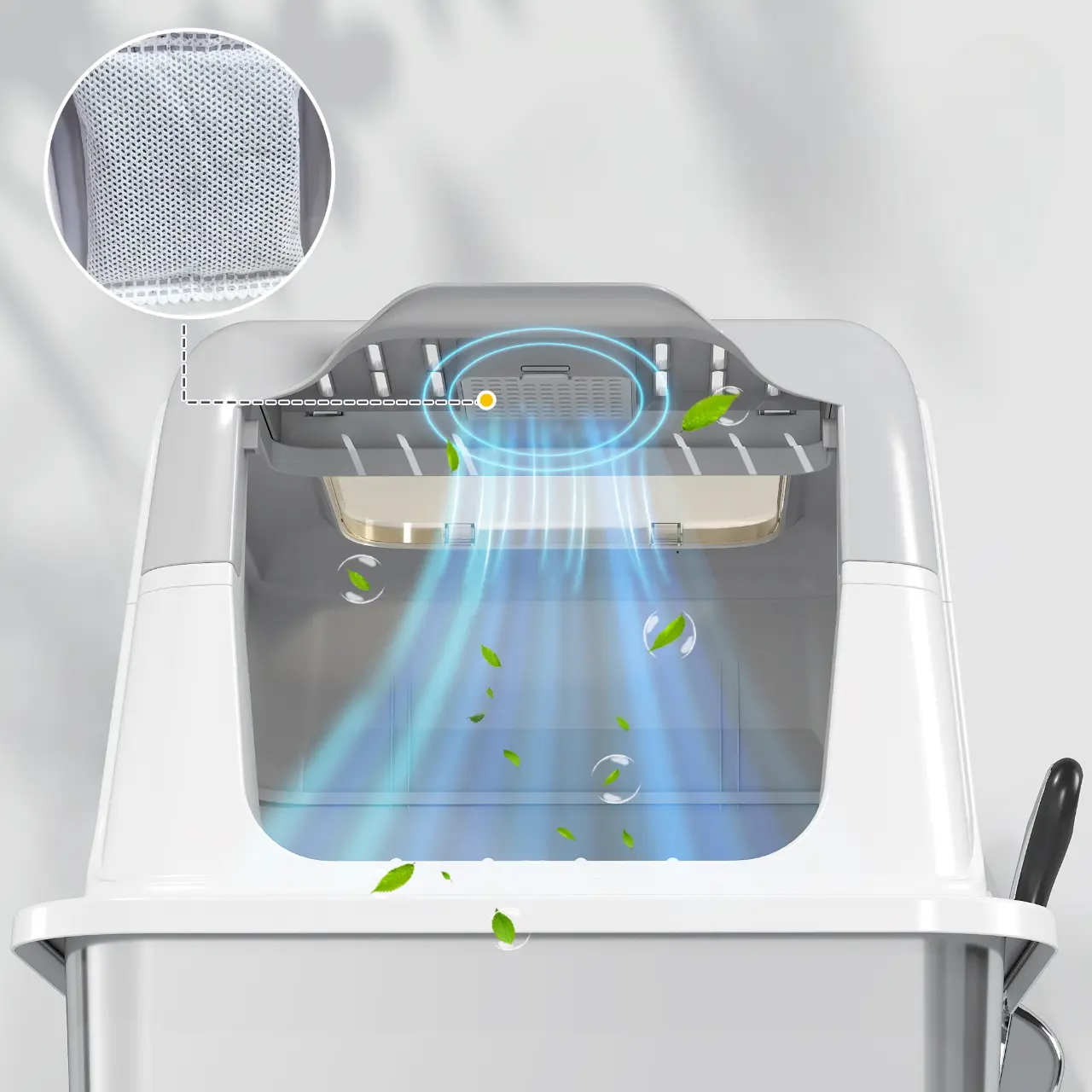 Litiera inchisa pentru pisici PawHut D31-139V00WT (White/Grey) - 5