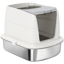 Litiera inchisa pentru pisici PawHut D31-140V00WT (White/Inox) Thumb