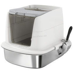 Litiera inchisa pentru pisici PawHut D31-140V00WT (White/Inox)