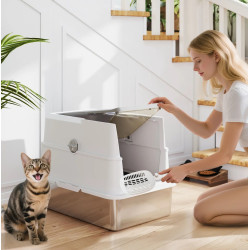 Закрытый туалет для кошек PawHut D31-141V02LG (Grey/Silver) Thumb
