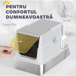Закрытый туалет для кошек PawHut D31-141V02LG (Grey/Silver) Thumb