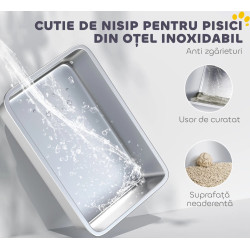 Закрытый туалет для кошек PawHut D31-141V02LG (Grey/Silver) Thumb