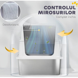 Закрытый туалет для кошек PawHut D31-141V02LG (Grey/Silver) Thumb