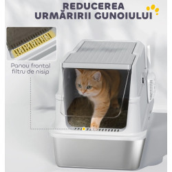 Закрытый туалет для кошек PawHut D31-141V02LG (Grey/Silver) Thumb
