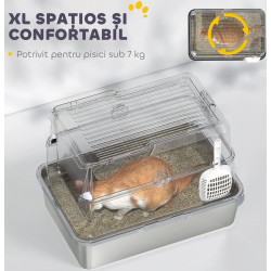 Закрытый туалет для кошек PawHut D31-141V02LG (Grey/Silver) Thumb
