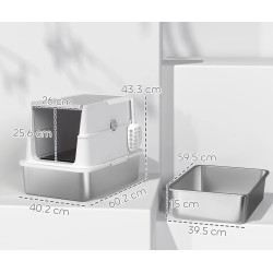 Закрытый туалет для кошек PawHut D31-141V02LG (Grey/Silver) Thumb