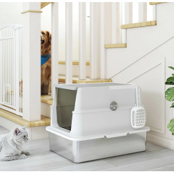 Закрытый туалет для кошек PawHut D31-141V02LG (Grey/Silver) Thumb