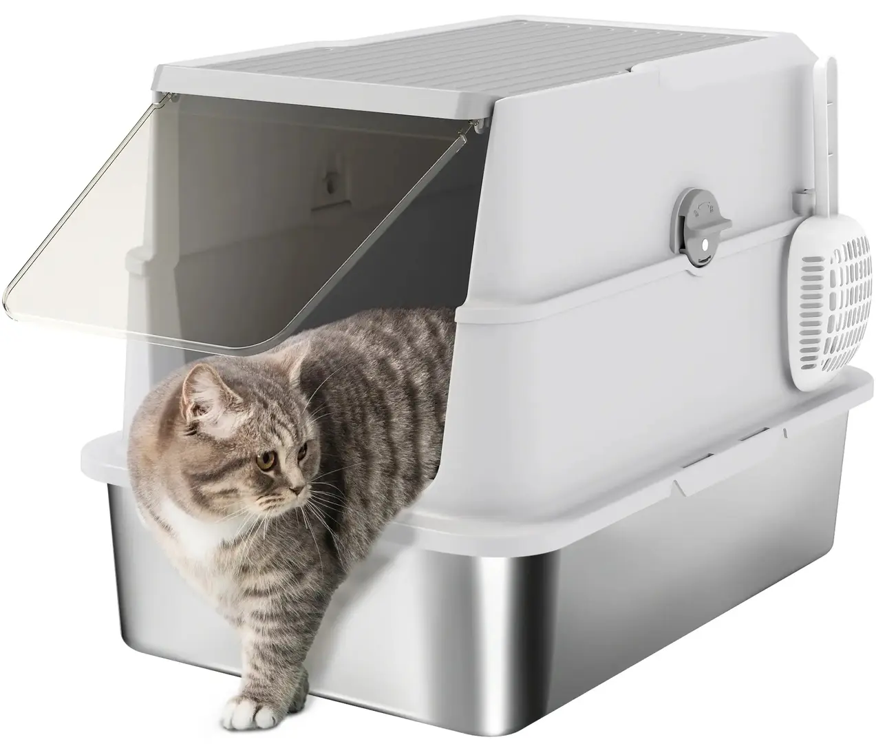 Закрытый туалет для кошек PawHut D31-141V02LG (Grey/Silver)