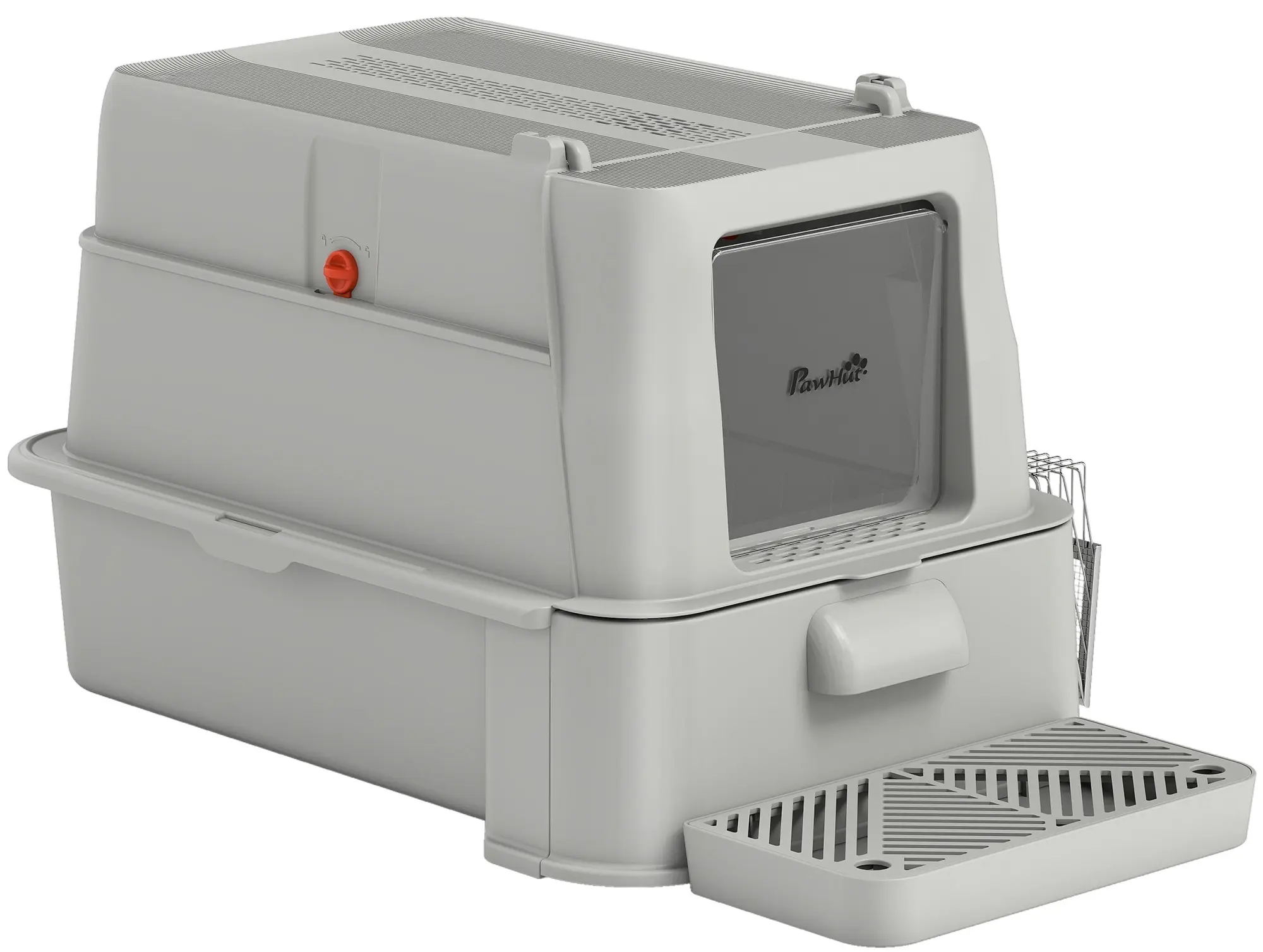 Litiera inchisa pentru pisici PawHut D31-150V00LG (Light Grey/Inox) - 2