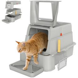 Litiera inchisa pentru pisici PawHut D31-150V00LG (Light Grey/Inox) Thumb