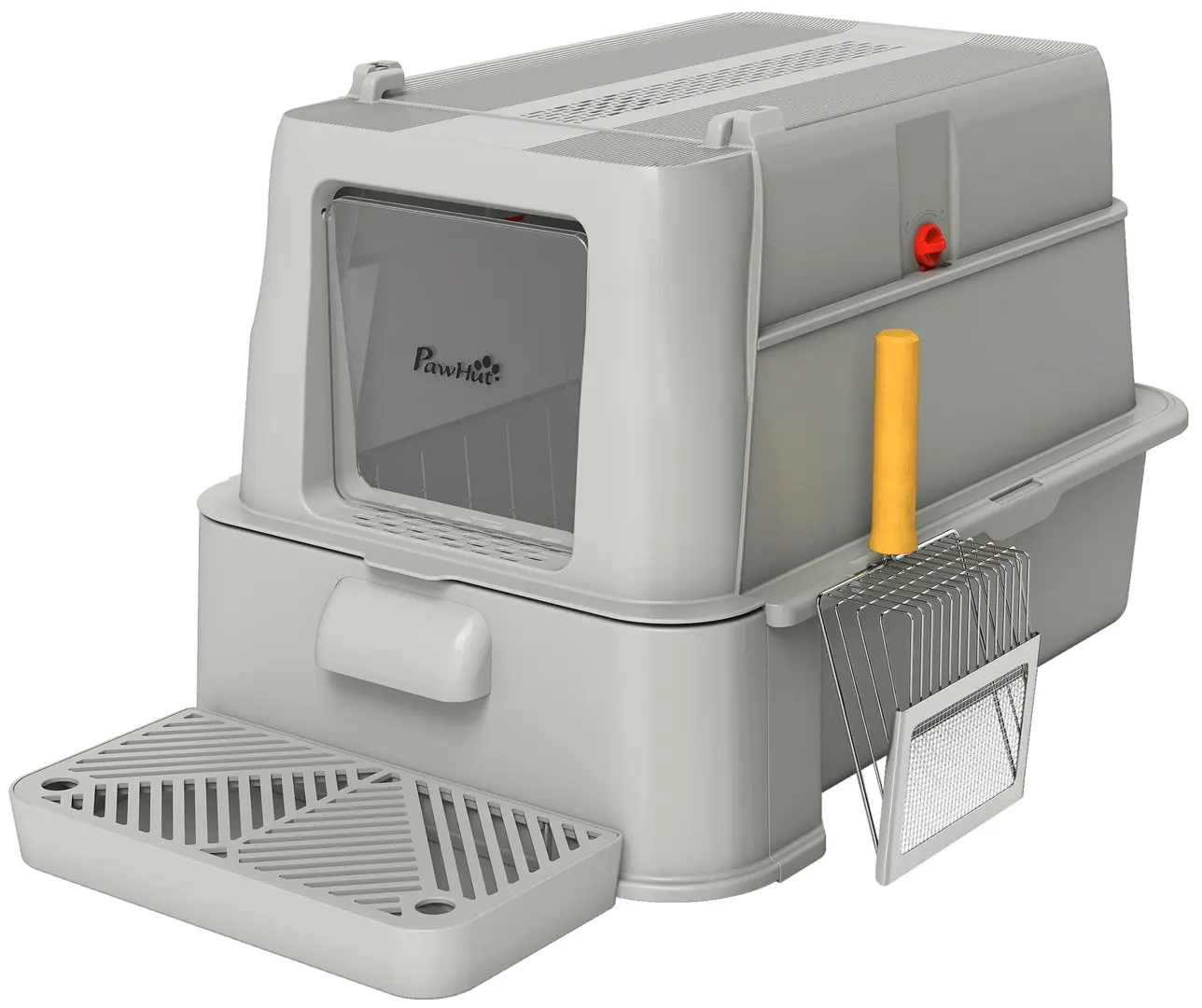 Litiera inchisa pentru pisici PawHut D31-150V00LG (Light Grey/Inox)