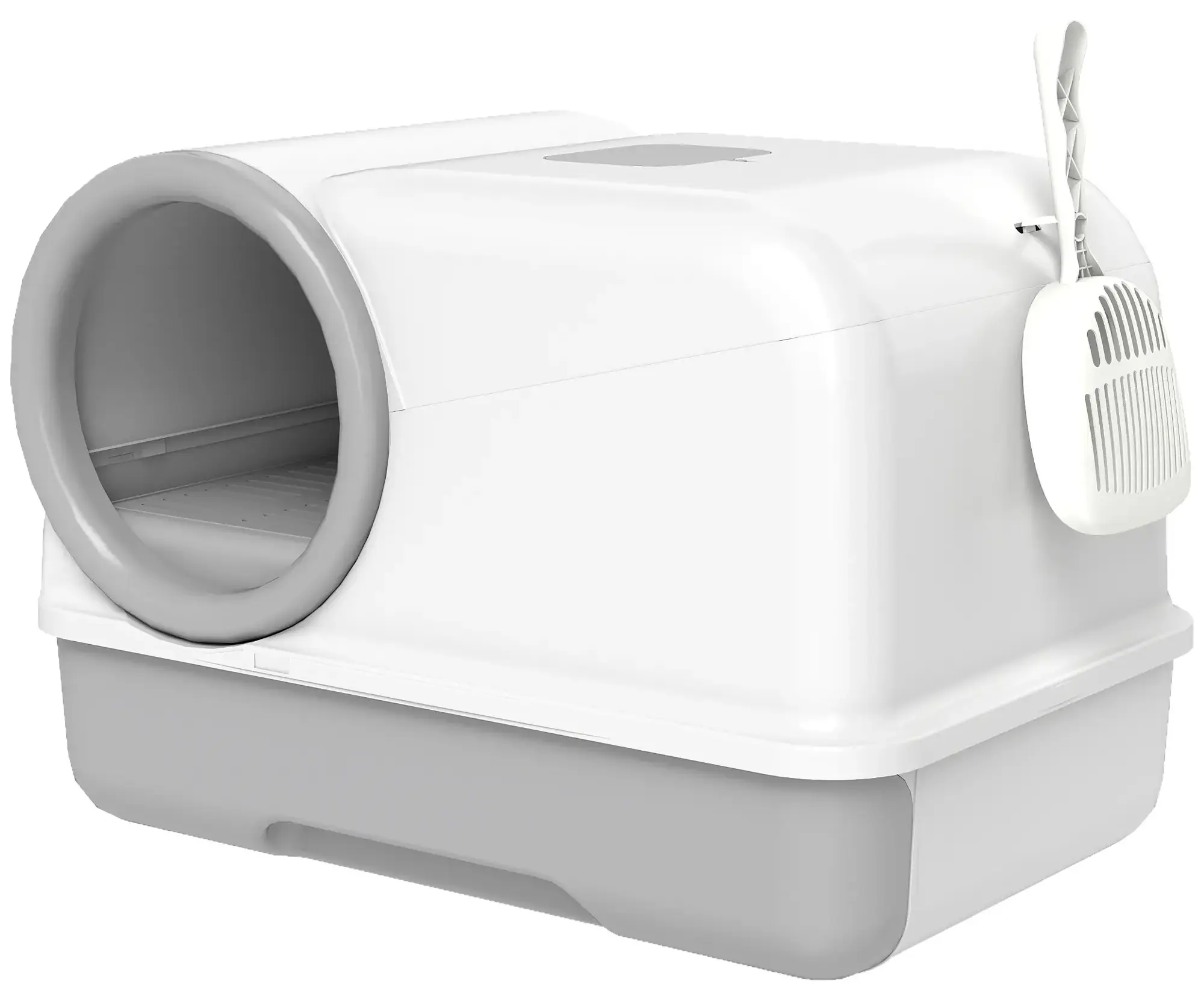 Закрытый туалет для кошек PawHut D31-155V00GY (Grey/White) - 3