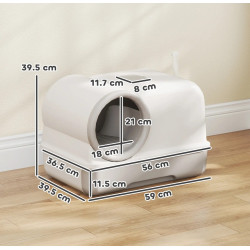 Закрытый туалет для кошек PawHut D31-155V00GY (Grey/White) Thumb