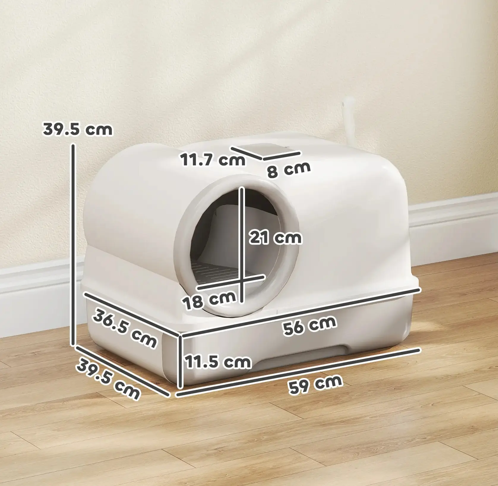 Закрытый туалет для кошек PawHut D31-155V00GY (Grey/White) - 6