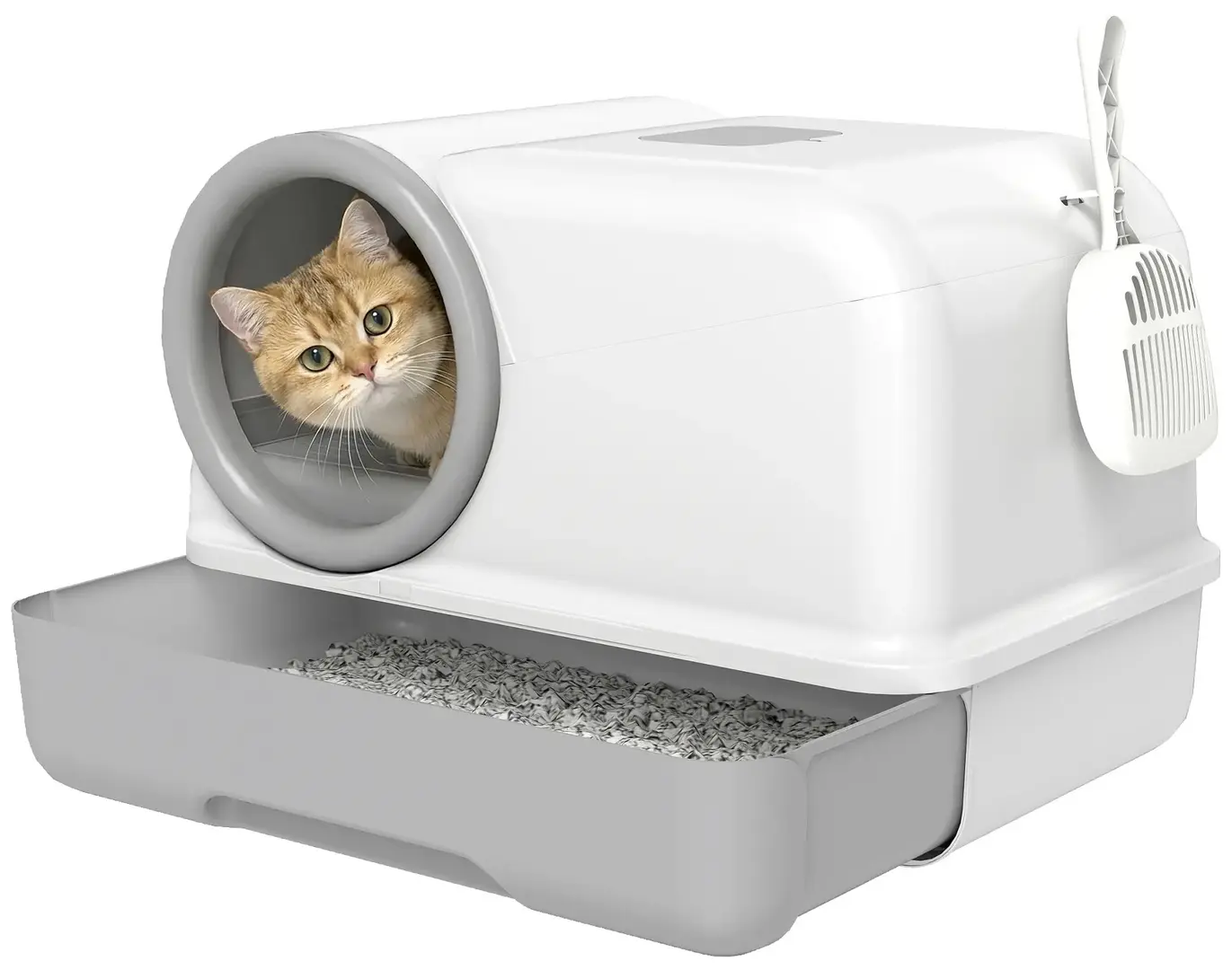 Закрытый туалет для кошек PawHut D31-155V00GY (Grey/White)