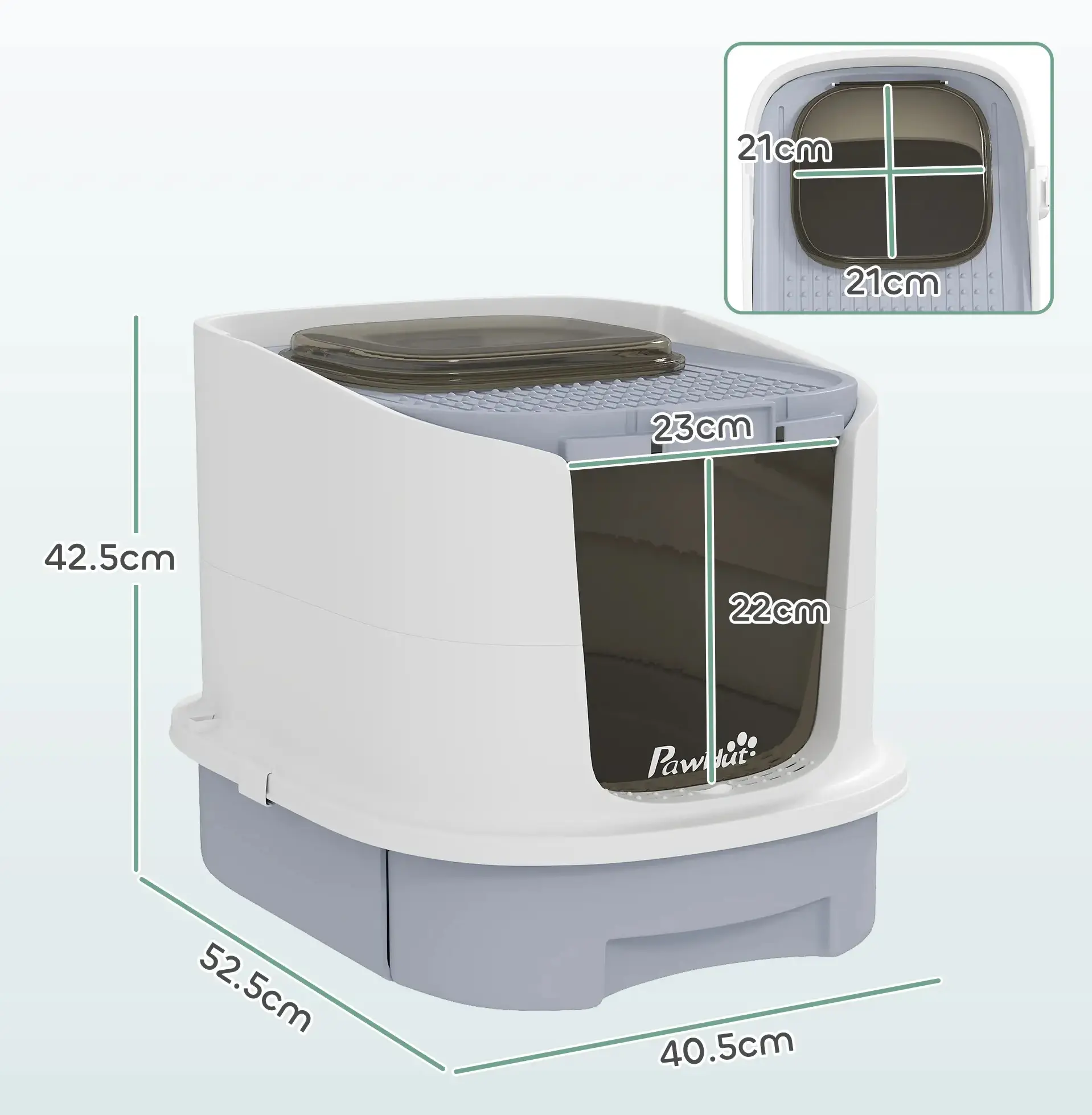 Litiera inchisa pentru pisici PawHut D31-102V00GY (Grey/White) - 3