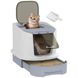 Litiera inchisa pentru pisici PawHut D31-102V00GY (Grey/White)