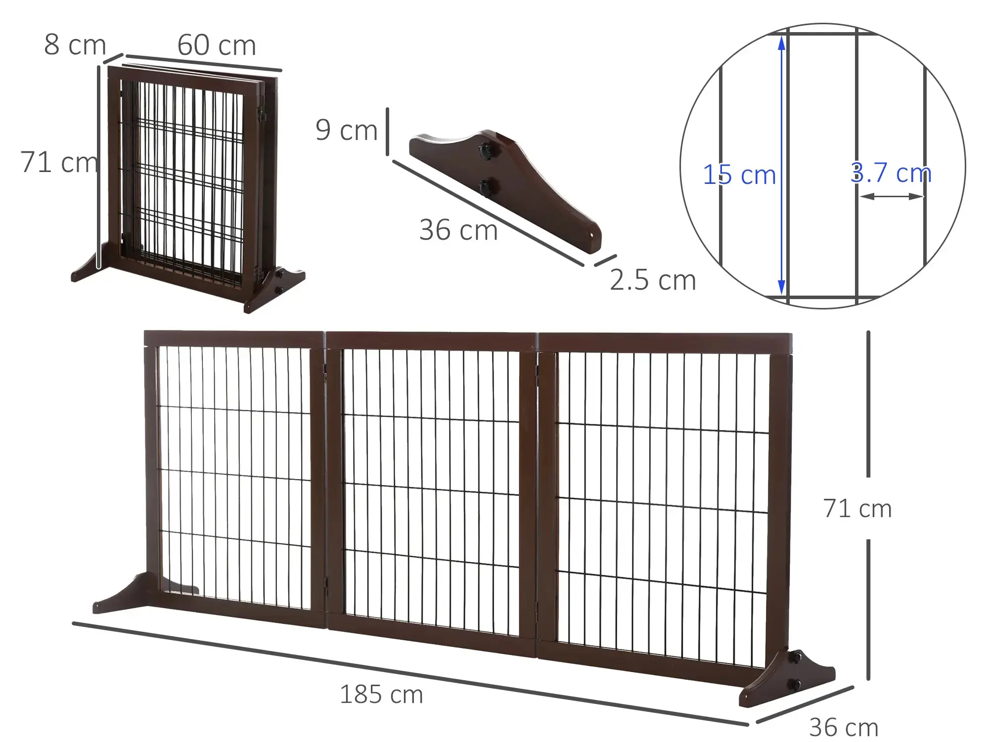 Защитный барьер для собак PawHut D06-080 (Brown) - 6