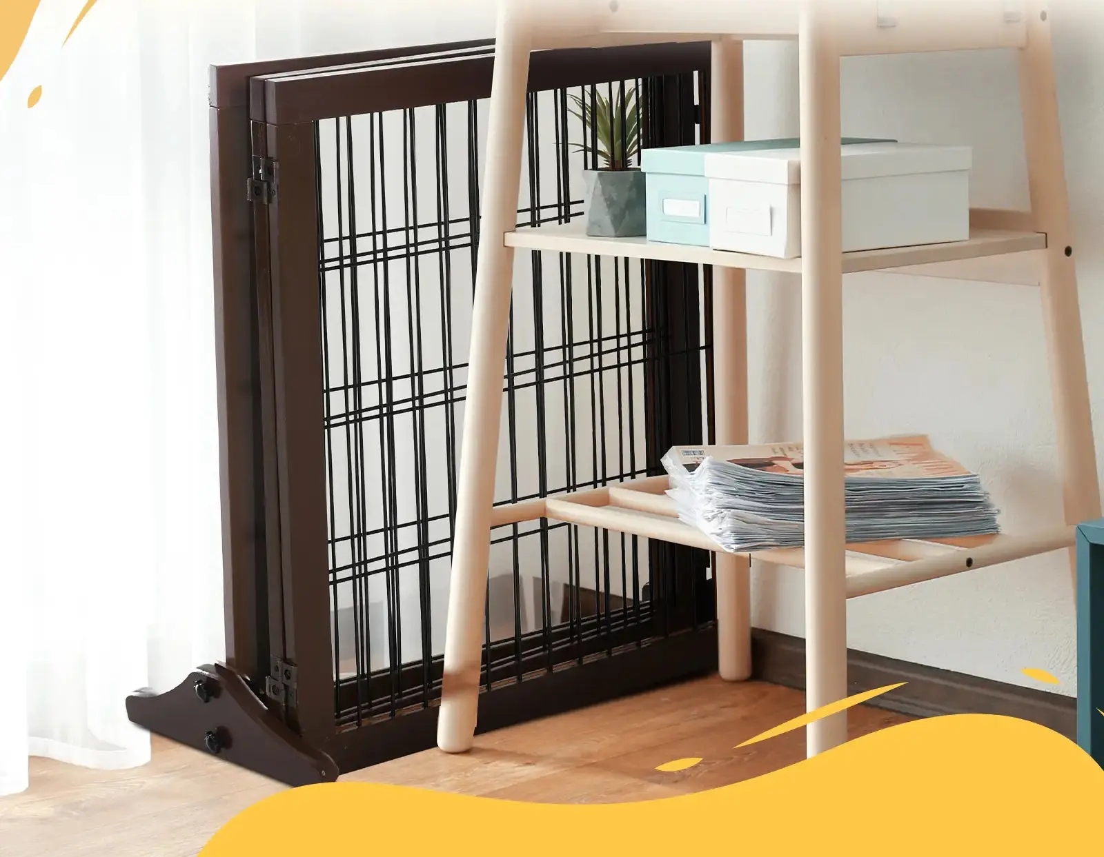 Защитный барьер для собак PawHut D06-080 (Brown) - 7