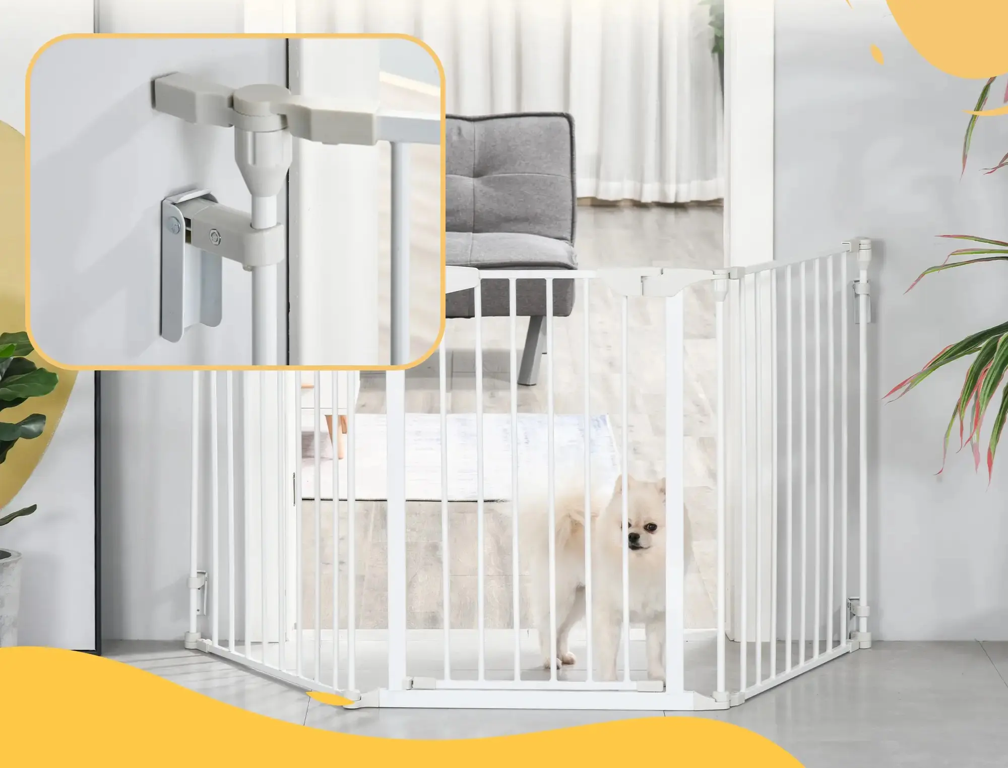 Bariera de siguranta pentru caini PawHut D06-100V01WT (White) - 5