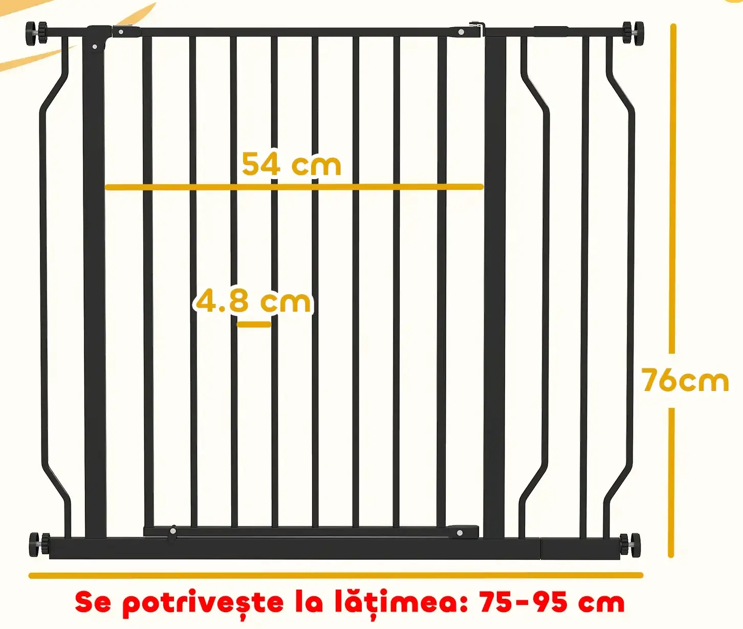 Bariera de siguranta pentru caini PawHut D06-109V00BK (Black) - 4