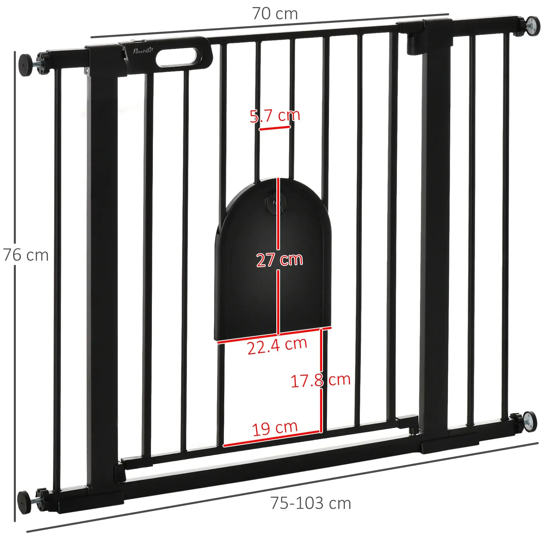 Bariera de siguranta pentru caini PawHut D06-110V01BK (Black) - 4