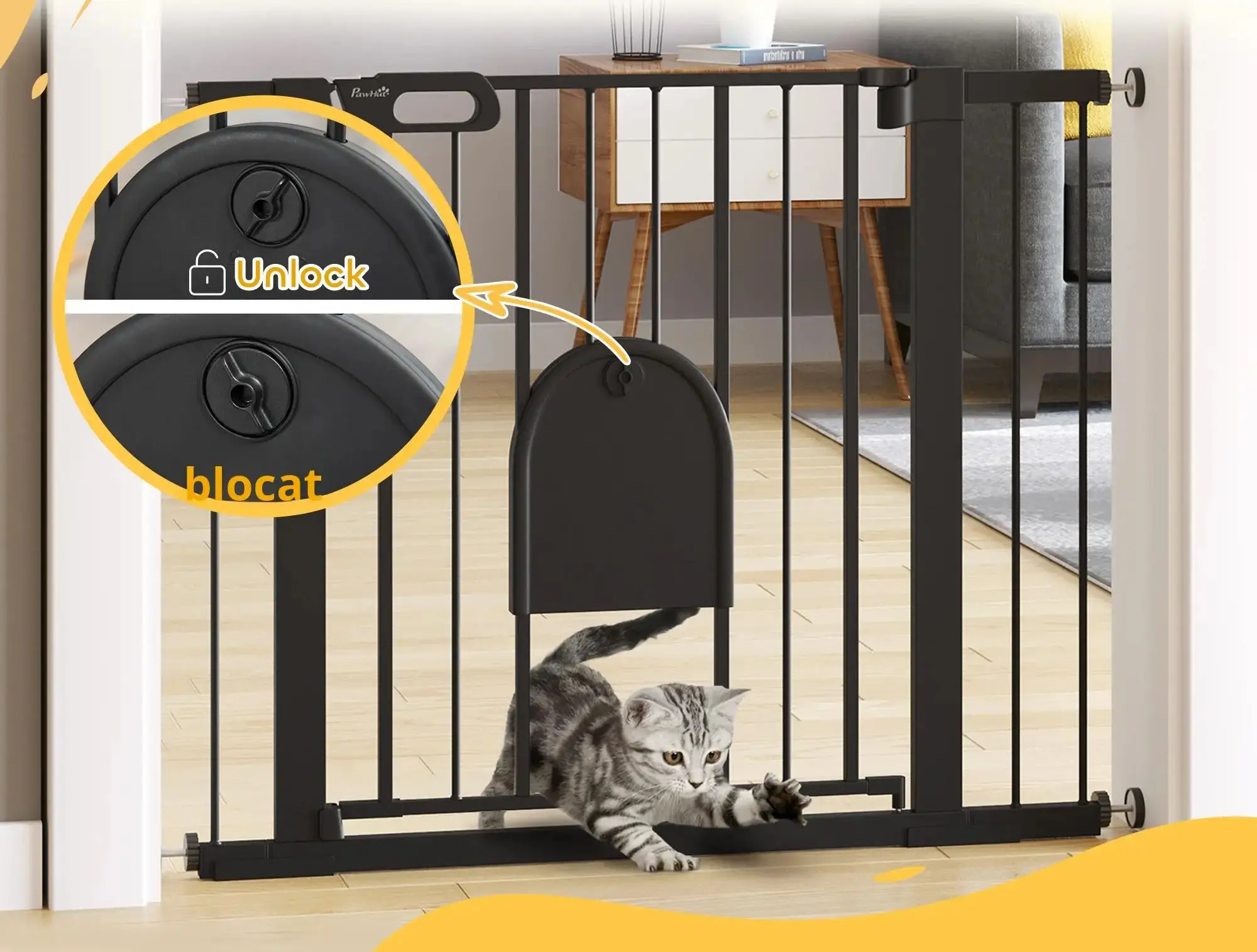 Bariera de siguranta pentru caini PawHut D06-110V01BK (Black) - 5