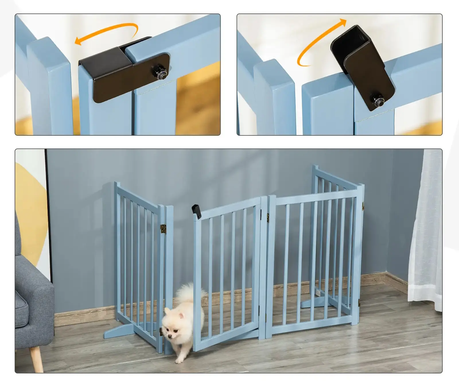 Bariera de siguranta pentru caini PawHut D06-117GY (Blue-grey) - 5