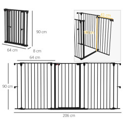 Bariera de siguranta pentru caini PawHut D06-186V00BK (Black) Thumb