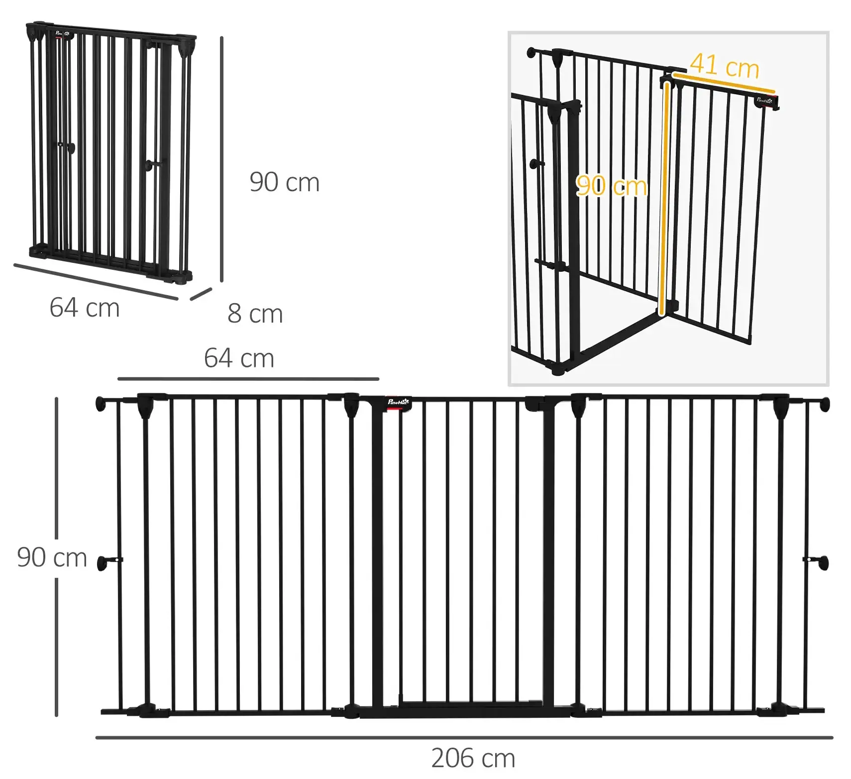 Bariera de siguranta pentru caini PawHut D06-186V00BK (Black) - 5