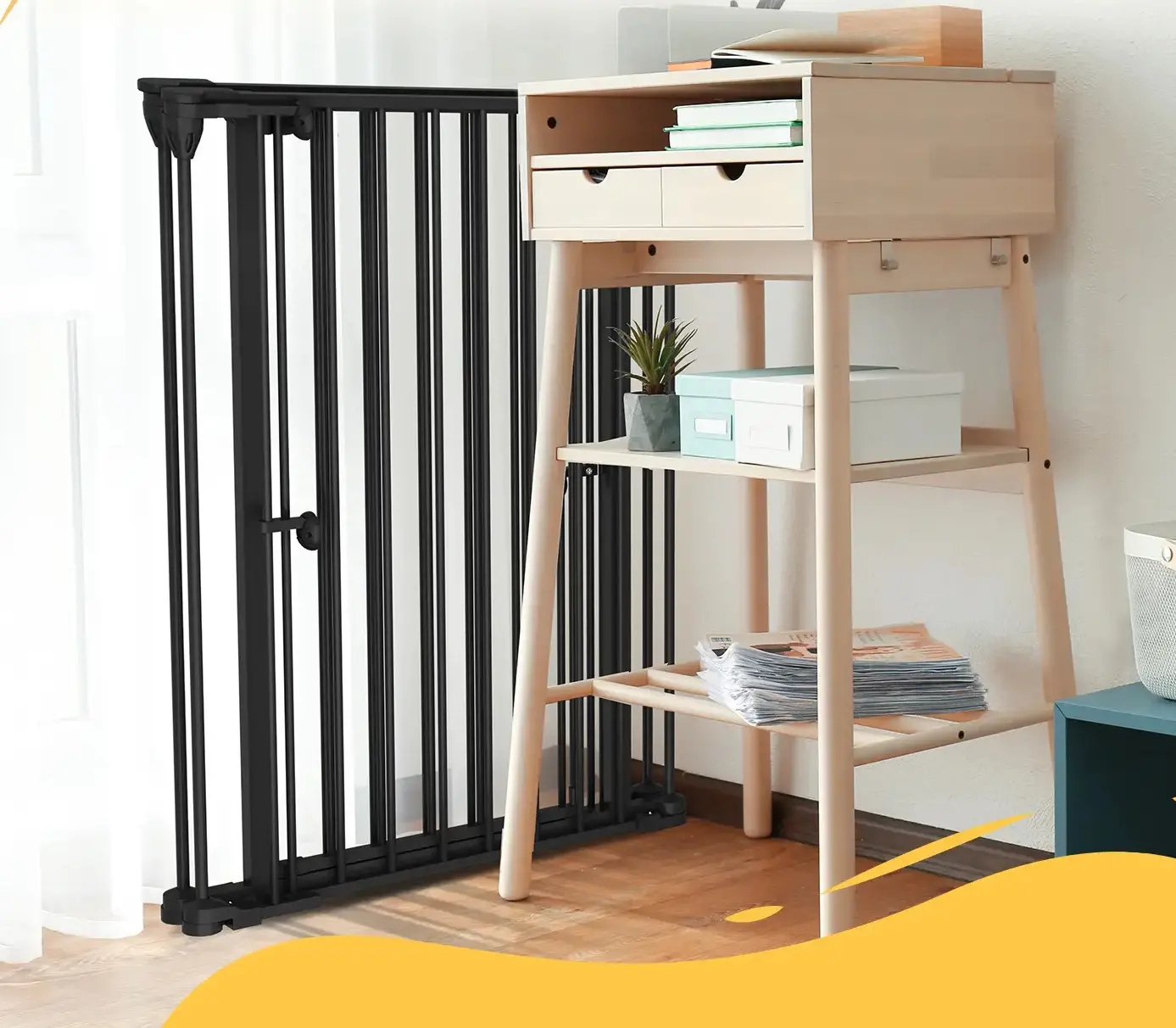 Bariera de siguranta pentru caini PawHut D06-186V00BK (Black) - 6