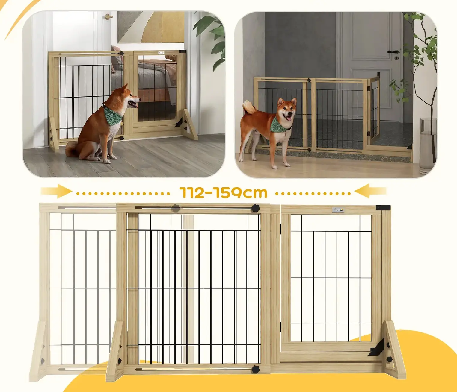 Bariera de siguranta pentru caini PawHut D06-191V00ND (Natural) - 4