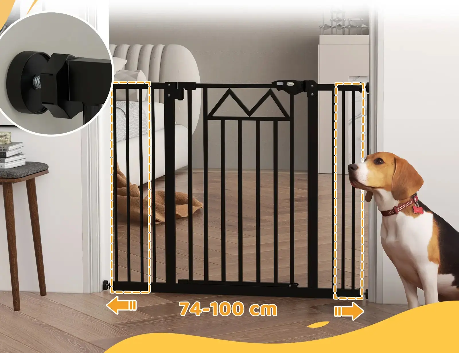 Bariera de siguranta pentru caini PawHut D06-216V00BK (Black) - 5