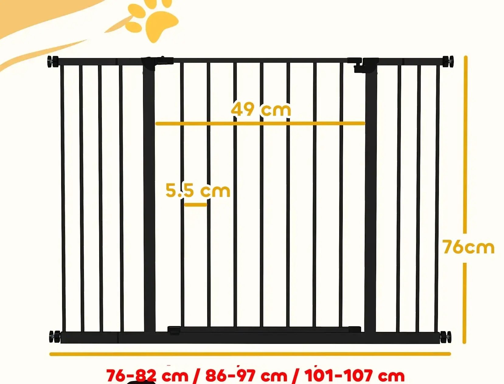 Bariera de protectie pentru animale PawHut D06-058BK (Black) - 7